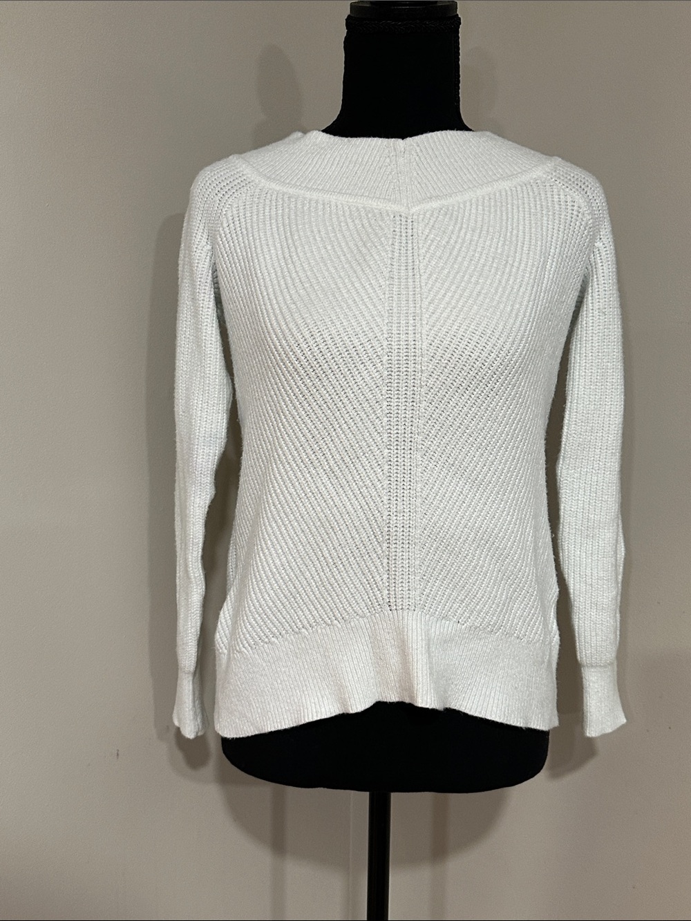 *BOSTON PROPER* White Knit Sweater Classic Pullover Size XS